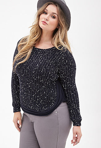 Marled Dolphin Hem Sweater