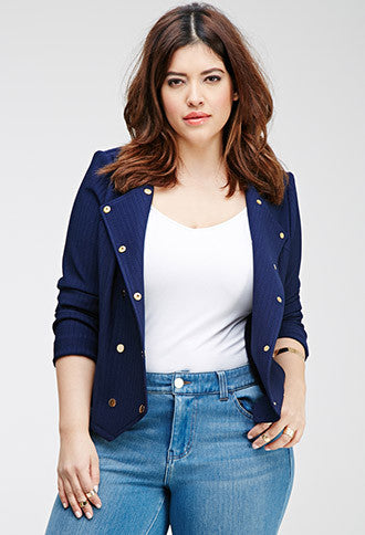 Collarless Double-Breasted Jacket