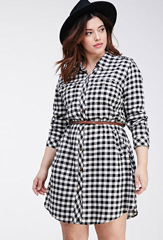 Checked Pocket Shirt Dress