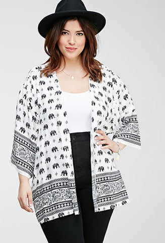 Elephant Print Cardigan