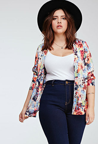 Abstract Floral Print Jacket