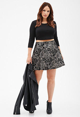 Metallic Floral Brocade Skirt