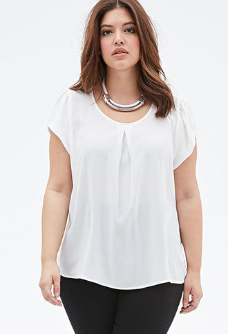 Sheer Pleated-Front Top