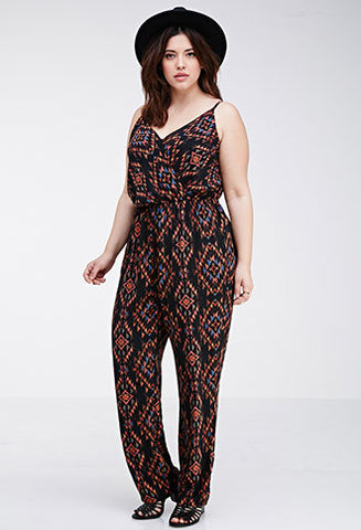 Southwestern Print Surplice Jumpsuit