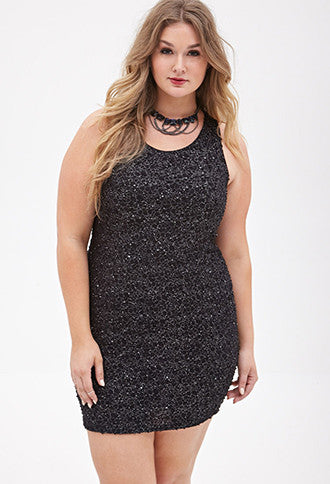 Sequined Textured Knit Dress